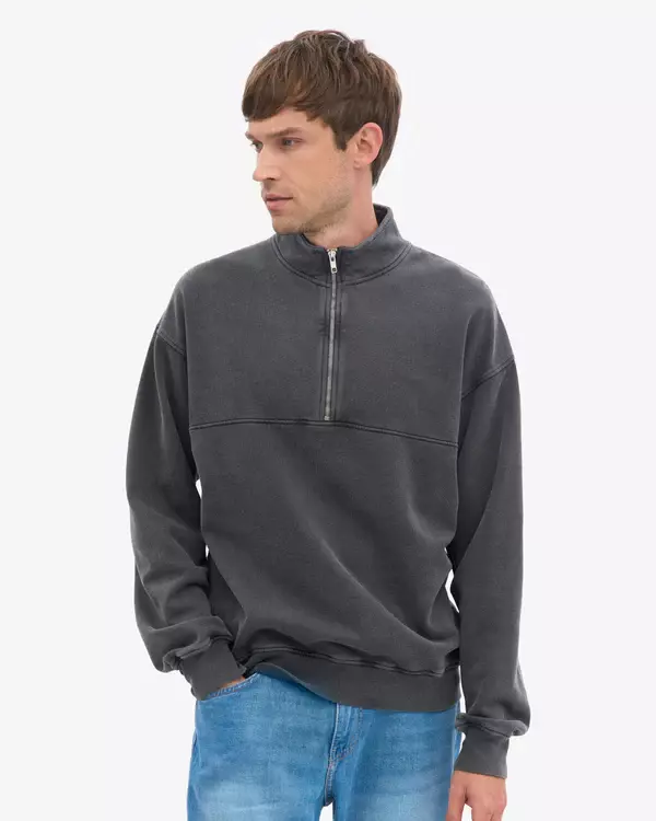 Colorful Standard Organic Quarter Zip Faded Black Pullover